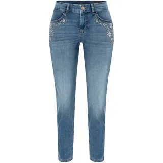 MAC Slim-fit-Jeans »RICH SLIM 7/8 flower«, mit Schmucksteinen Gr. 46 Länge 27, light random washed, , 83891611-46 Länge 27