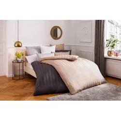 Bettwäsche »Malia«, (2 tlg.), kühlende Bettwäsche, Premium Satin Qualität, Flächengewicht 120 g/m2, 100% Baumwolle, STANDARD 100 by OEKO-TEX® zertifiziert, Kissenbezug und Bettdeckenbezug mit Reißverschluss ausgestattet, 73171158-0 taupe 1 St.