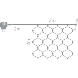 VELLEMAN Lichtnetz LED 2 x 2 m Warmweiß Schwarz