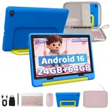 BUFO Kinder Lern-Tablet mit Elternkontrolle 10'' Android, 64GB Tablet (10", 64 GB, Android 16, Kids Bumper blau) blau|rosa