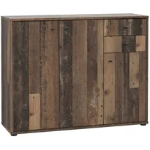 Forte TEMPRA 2 Kommode mit 3 Türen und 2 Schubladen, Holzwerkstoff, Old Wood Vintage Dekor, (B x H x T) 108,8 cm