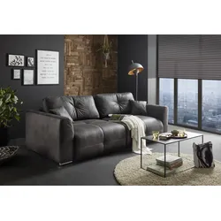 Schlafsofa ED EXCITING DESIGN "Dolan", grau (anthrazit), B:245cm H:85cm T:115cm, 100% Polyester, Sofas, mit Bettfunktion und Bettkasten, sowie Rücken- und Zierkissen