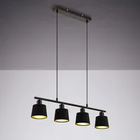 IMPTS Pendelleuchte schwarz Stoff Vintage, Hängelampe Esszimmer, Hängeleuchte 4-flammig,höhenverstellbar Pendellampe Lampe inkl.Leuchtmittel E14 LED, 280LM,230V, IP20,Warmweiß
