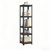 Songmics Schwerlastregal 5 Holzböden, 80kg Fachlast, schwarz, 150 x 37 x 37cm