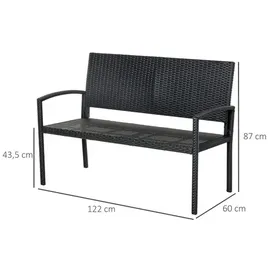 Outsunny Gartenbank 122 x 60 x 87 cm Schwarz