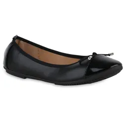 Damen Klassische Ballerinas in Schwarz Lack