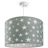 Paco Home Pendellampe Kinderzimmer Pendelleuchte Baby Lampenschirm Stoff Rund Sterne Kinderlampe Deckenlampe LED Sternenhimmel Motiv E27