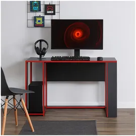 Hti-Living Gamer Schreibtisch Schwarz/Rot, Gaming Tisch, Schwarz, Rot