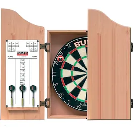 BULL'S Classic Dartstation inkl. Kabinett, Bristleboard, 6 Steel Darts, 2 Tafeln & Wischer