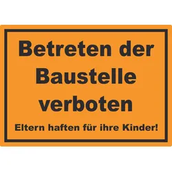 Betreten der Baustelle Schild schwarz-orange A3 (297x420mm)