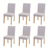 MCW 6er-Set Esszimmerstuhl Stuhl Küchenstuhl Littau ~ Textil, creme-beige, helle Beine