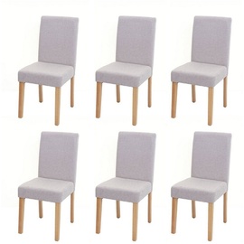 MCW 6er-Set Esszimmerstuhl Stuhl Küchenstuhl Littau ~ Textil, creme-beige, helle Beine
