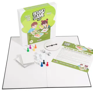 Apostrophe Games Erstellen Sie Ihr eigenes Brettspiel (Leere Spielbrett, Box & Zubehör) mit Spielfiguren, Leere Karten, Leere Spinner & Würfel - Englisch Version