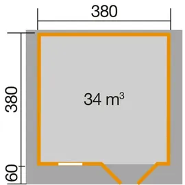 Weka Gartenhaus 111 3,80 x 3,80 m natur inkl. Vordach 60 cm 28 mm