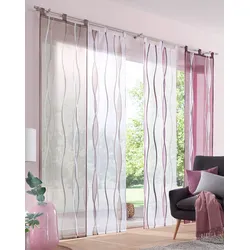 Schiebegardine MY HOME "Dimona" Gr. 4, grau (taupe), B:57cm H:245cm, Voile, Polyester, Gardinen, 2er-Set, Fertiggardine, inkl. Beschwerungsstange, Wellen