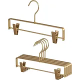 HYSHLC Hosenbügel Klemmbügel, 5 Stück Kleiderbügel für Hosen aus Aluminiumlegierung 30cm Golden Metall Hosenbügel Rock Kleiderbügel mit Anti-Rutsch Klammern für Mäntel, Kleidung, Hosenbügel