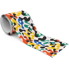 Muralo Tapetenbordüre selbstklebend 10 cm x 300 cm Papier Blau/Grün/Rot/Schwarz/Weiß
