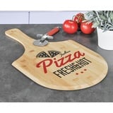 Haushalt International Pizzabrett Schneidbrett 53x31x1cm Bambus Servierplatte Servierbrett Pizza Brett