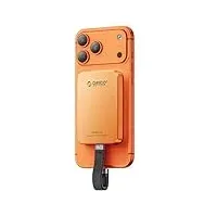 ORICO 1TB Magnetische Externe SSD, Aluminiumlegierung, bis zu 460 MB/s, Externe Festplatte SSD, Speicher erweitern für iPhone 17 Pro Max, Kompatibel mit MagSafe, USB‐C Smartphones – K5MINI Orange