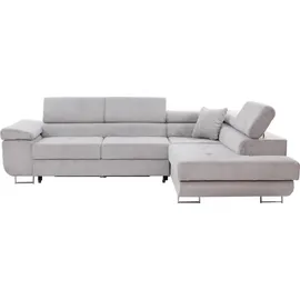 Mirjan24 Ecksofa Torezio Cord, Stilvoll Eckcouch mit Bettkasten und Schlaffunktion, Einstellbare Kopfstützen, 274x203x70-90 cm (Farbe: Poso 39, Se... - Braun