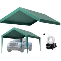 Vevor Carport-Ersatzdach, 3x6 m, tragbare Garagenzeltplane, UV-beständige Autounterstandsplane, strapazierfähige Abdeckung mit Ballfangnetzen, dunkelgrün, Rahmen nicht im Lieferumfang enthalten