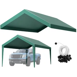 Vevor Carport-Ersatzdach, 3x6 m, tragbare Garagenzeltplane, UV-beständige Autounterstandsplane, strapazierfähige Abdeckung mit Ballfangnetzen, dunkelgrün, Rahmen nicht im Lieferumfang enthalten