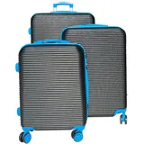 Kofferset Koffer Hartschalenkoffer Reisekoffer  ABS Schwarz Blau 3 TLG Strukturo