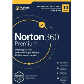 NortonLifeLock Norton 360 Premium 2026 10 Geräte 1 Jahr DE Win