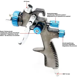 XPOtool Lackierpistole 1,4 mm Düse 500 ml Becher 100 mm Strahlbreite