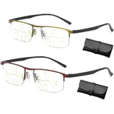 Sherum Intellireaders, Outfany Intellireader, Gleitsichtbrille Herren, Libiyi Intelligente Lesebrille, Outfany Lesebrille, Progressive Fern- Und Nah-Lesebrille Aus Titan (1.0x,Gold+Red)