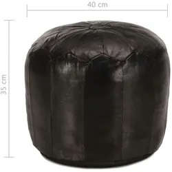 vidaXL Pouf 40 x 35 cm Echtes Ziegenleder : Farbe - Schwarz