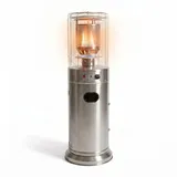 HEAT Gas-Terrassenheizer Salong – Lounge-Feuerstelle für Garten & Terrasse – 50 mbar – Inkl. Gasschlauch & Druckregler – Design-Heizstrahler - 46x46x135 cm (Edelstahl)