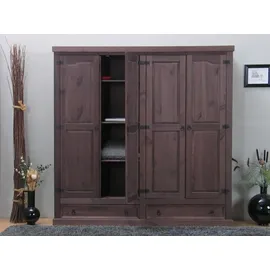 VCM ebuy24 New Mexico Kleiderschrank 4-trg. mit 2 Schubladen Gebeitzt Wachs
