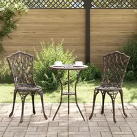vidaXL 3-teiliges Garten Bistro Set Bronze Gusseisen