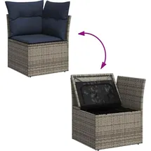 vidaXL 5-teiliges Gartensofa-Set mit Kissen, grau, Polyrattan - Grau