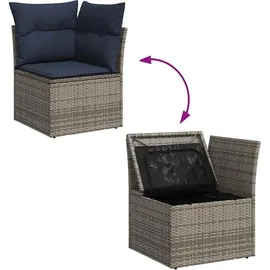 vidaXL 5-teiliges Gartensofa-Set mit Kissen, grau, Polyrattan - Grau