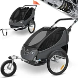 Kesser KESSER® Kinderanhänger Fahrradanhänger 360° Drehbar mit Federung 2in1 Joggerfunktion Kinderfahrradanhänger + 5-Punkt Gurt Jogger Fahrrad Anhänger für 1 bis 2 Kinder max. 40kg