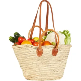 Marrakesch Orient & Mediterran Interior Ibiza Korbtasche Shopper Leder Beige/Braun