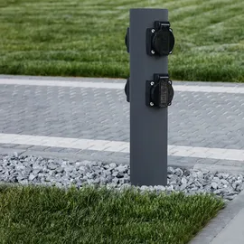 ETC Shop Gartensteckdose 4 Fach Anthrazit 2 St.