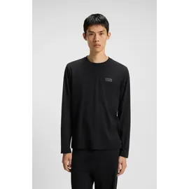 hugo underwear Pyjama HUGO UNDERWEAR "NOCTO LONG SET", Herren, Gr. XL (54), schwarz 001, Jersey, Obermaterial: 48% Baumwolle, 48% Modal, 4% Elasthan, relaxed fit normal, Rundhals, Homewear-Sets Pyjama, aus Stretch-Jersey mit Split-Logos, relaxed fit