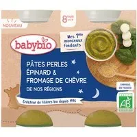 Babybio PÂTES PERLES EPINARD & FROMAGE DE CHÈVRE NOS RÉGIONS dès 8 mois Aliment 400 g