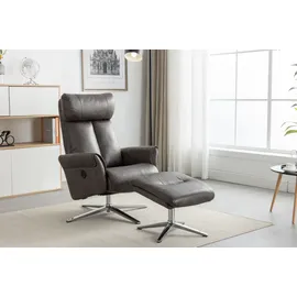 Happy Home elektrisch verstellbarer Relaxsessel mit Hocker HWP51-GRA grau