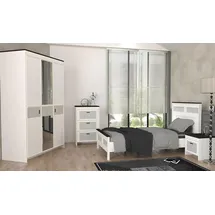 JV Möbel Jugendzimmer Set Bett, Nachttisch Kleiderschrank, stilvoll 3tlg Kindermöbel weiß