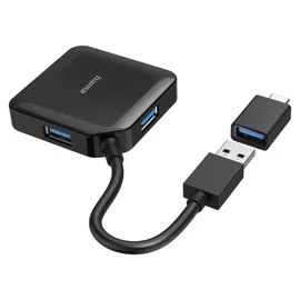 Hama USB-Hub 4 Ports USB 3.2 Gen1 5 GBit/s inkl. USB-C Adapter