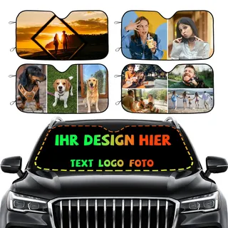 Personalisierte Sonnenschutz Auto Frontscheibe Mit Foto Logo Oder Text,Personalisiert Sonnenblende Auto Faltbar,Oxford-Stoff,Aluminiumfolie Robust,Hält Das Auto Im Sommer Kühl,Universell Passend