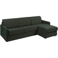 Ecksofa mit Matratze - Ecke wechselbar - Stoff - Tannengrün - Liegefläche mit Lattenrost mit breiten Latten 140 cm - Matratze 18 cm - calife