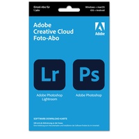 Adobe Creative Cloud Foto-Abo mit 20GB: Photoshop und Lightroom | 1 Jahreslizenz | PC/Mac | Key Card & Download