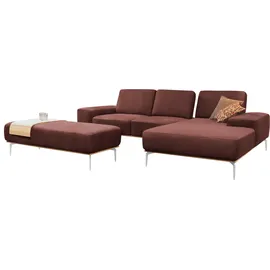 W.Schillig Ecksofa "run, Designsofa mit tollem Sitzkomfort, L-Form", rot (rosso marone z73), B:279cm H:88cm T:178cm, Longlife Xtra-Leder Z73: Naturwalkleder der Luxusklasse aus den erlesensten Rohhäuten.