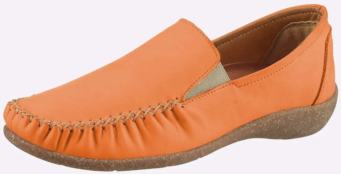 Slipper LORETTA, Damen, Gr. 41, orange, Glattleder, Schuhe Slipper