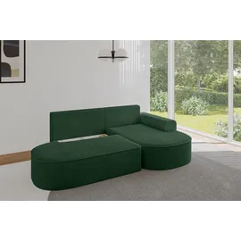 altdecor Eckcouch Cord mit Schlaffunktion 2-Sitzer Grün